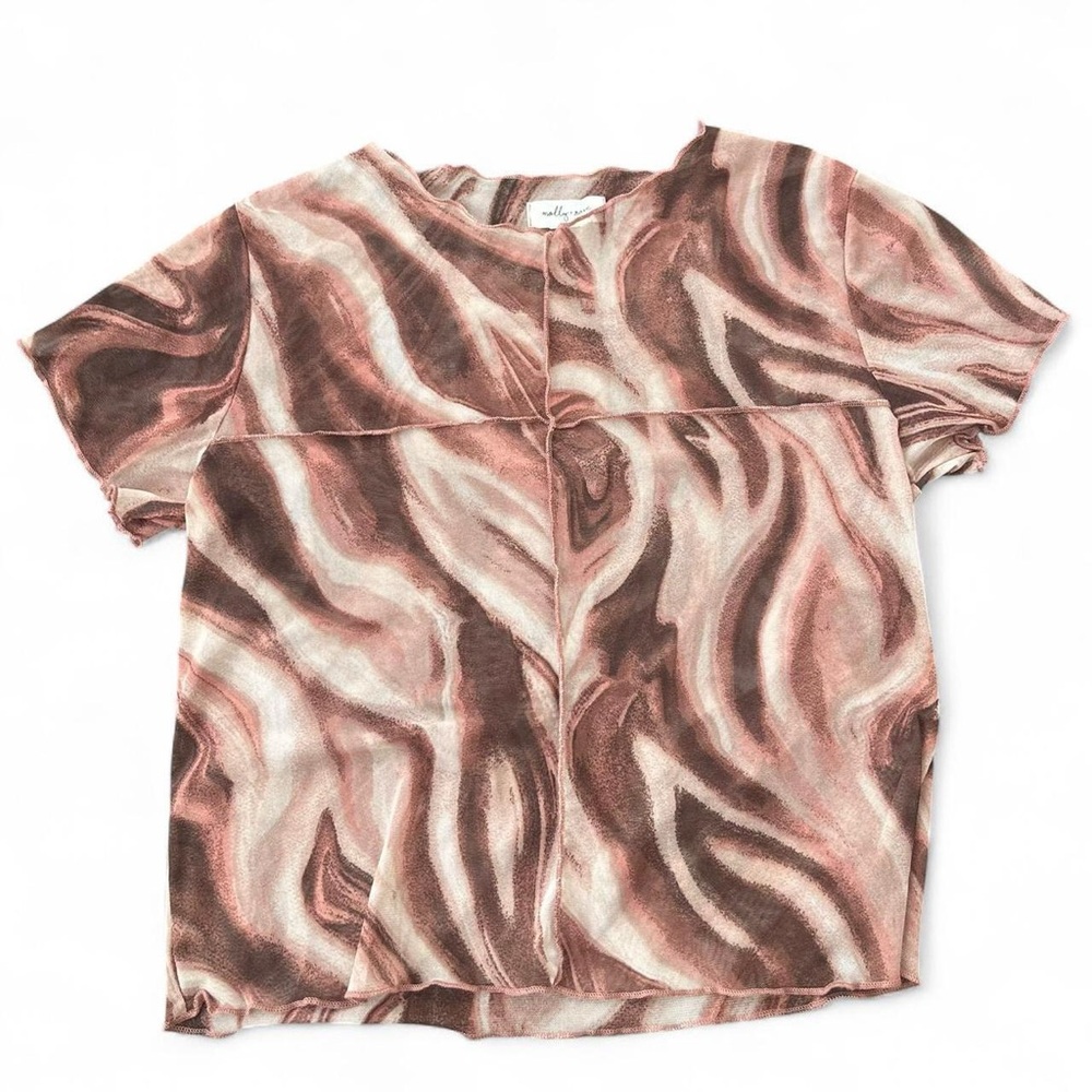 Brown Tie Dye Sheer Mesh Shirt Size XL